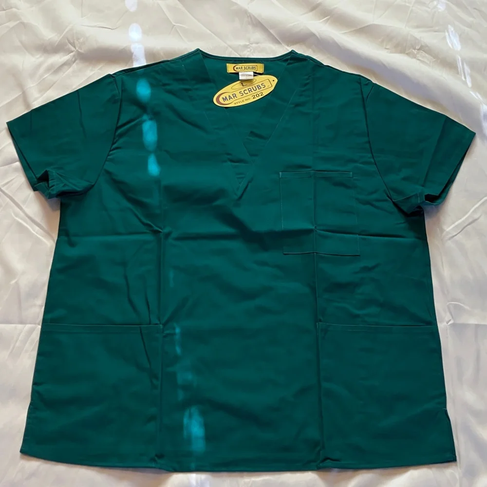 Women's Scrub Top Bundle Blue, Black, Cream With Green Uniform Set - Picture 9 of 11